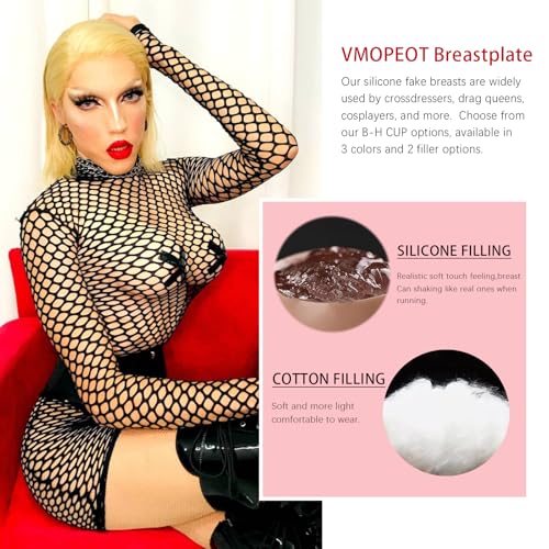 Breastplate for Crossdressers, Silicone Breast Forms for Transgender Drag Queen Fake Boobs for Cosplay2