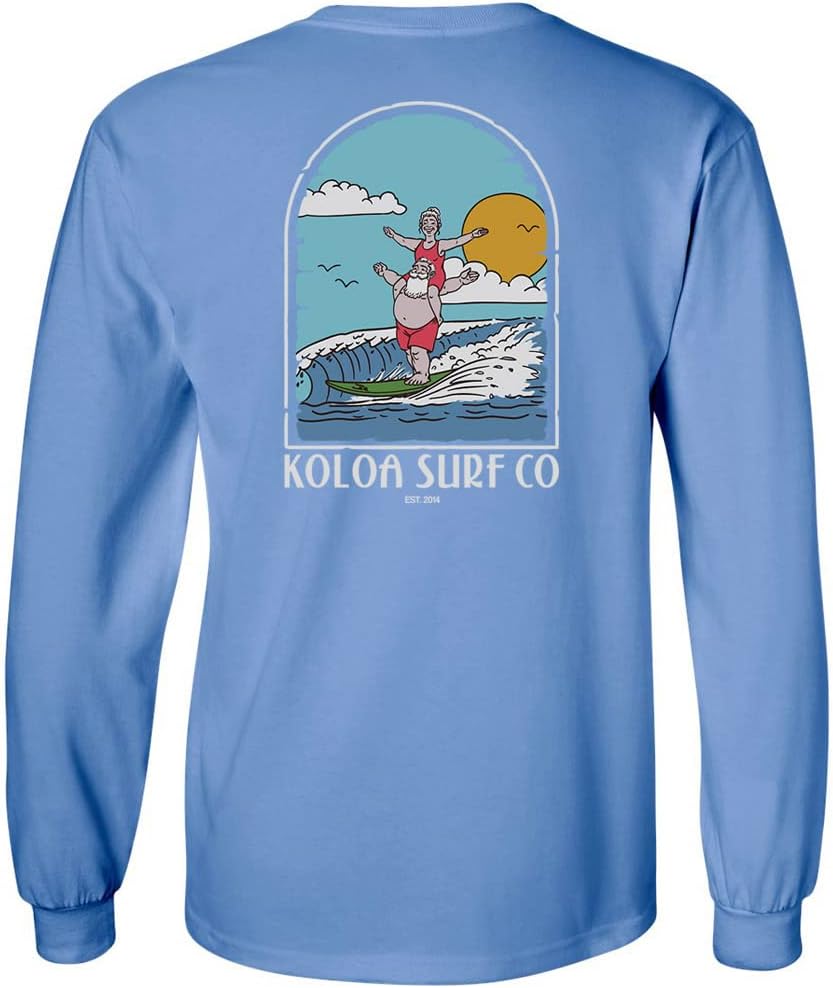 Koloa Surf Men's Surfing Claus Logo Long Sleeve Tees in Regular, Big and Tall