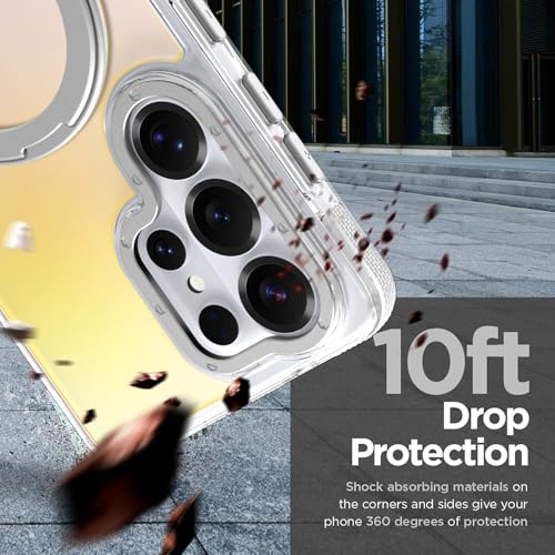 Image of Magnetic for Samsung Galaxy S26 Ultra Case with 360 Stand [Compatible with Magsafe] [Fluorescent Design] [1 Screen Protector] Slim Translucent Matte Case for Galaxy S26 Ultra 6.9 inch, White