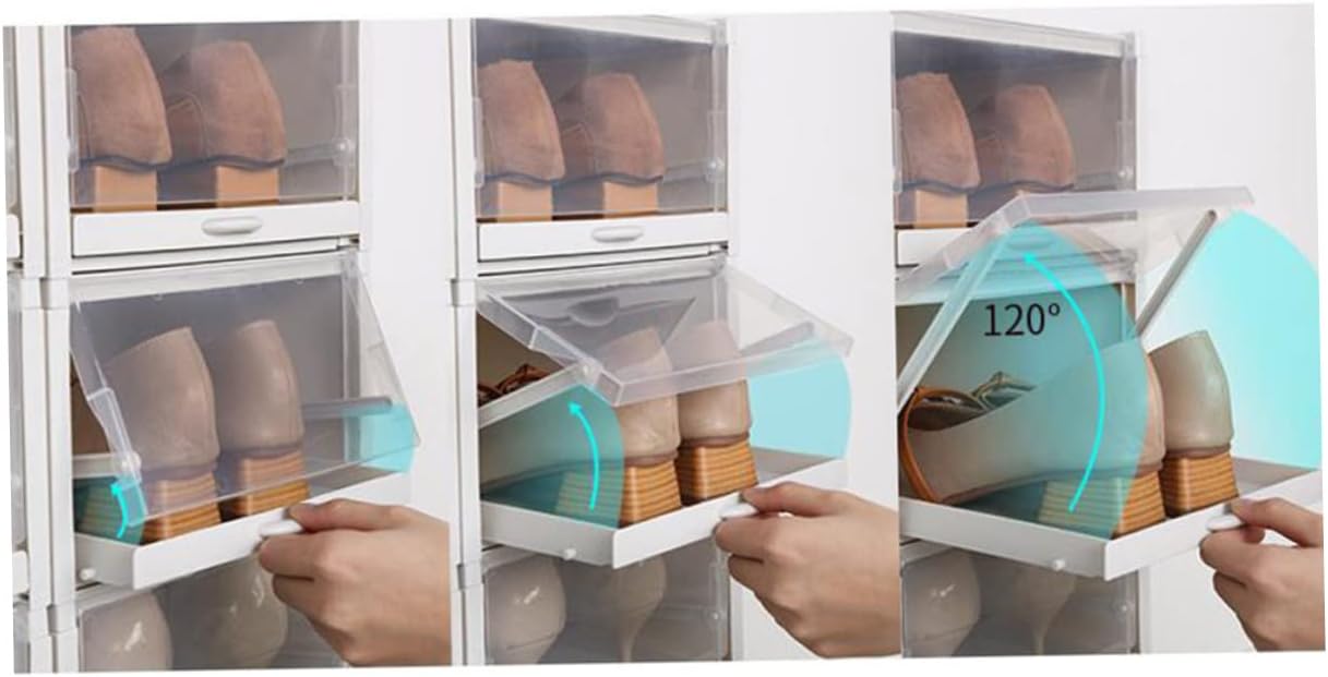 3pcs Shoe Storage Box Plastic Shoebox Drawer Women's Organizer Small Space Dorm Shoe Cabinet