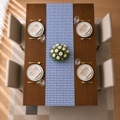 Image of STITCHNEST 'Nomad Weave Collection' Jacquard Table Runner 13x72 Inches| Tassel Finish | Modern Dining Table Decor
