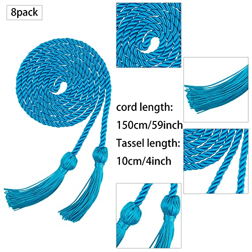 Image of Trounistro 8 Pieces Graduation Cords Yarn Honor Cords with Tassel for College Graduation Students (Peacock Blue)