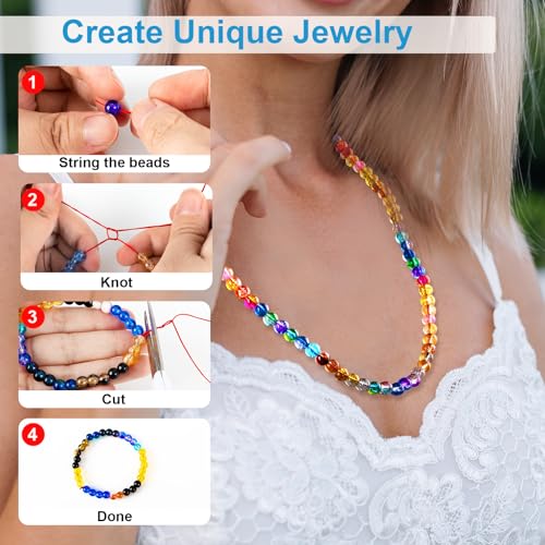 Image of XSEINO About 1200pcs 6mm Crack Glass Beads Bracelet Making Kit,24 Assorted Crackle Oceanic Blue Series Colorful Crystal Beads for Bracelet,Jewelry Making,DIY Crafts,Friendship Bracelets