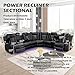 SIENWIEY Black Leather Reclining Sectional Sofa Set with Storage Ottoman,Power Recliner Sectional Couch with LED Lights,Recliner Sofa Set for Living Room Apartment Office