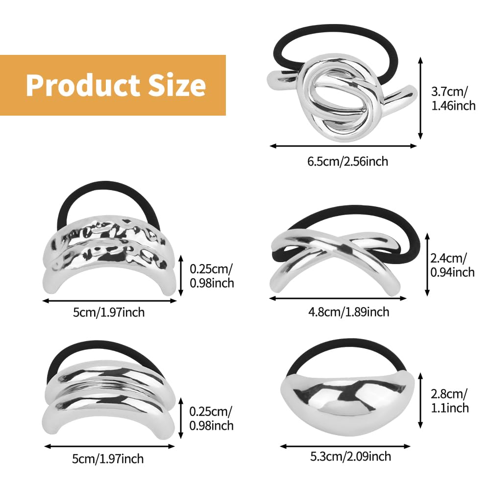 SITAKEGS Metal Hair Ties, 10Pcs Gold Siliver Ponytail Hair Cuff Elastic Hair Ties, Hair Cuff Wrap Metal Ponytail Holder - Image 3