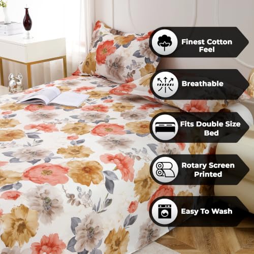 Image of Dew Bedsheet for Double Bed | 160 TC Soft Bed Sheet with 2 Pillow Covers | King Size Bedsheet 250 x 225 cm | Lightweight, Wrinkle Resistant & Easy Care Bedding | White & Grey