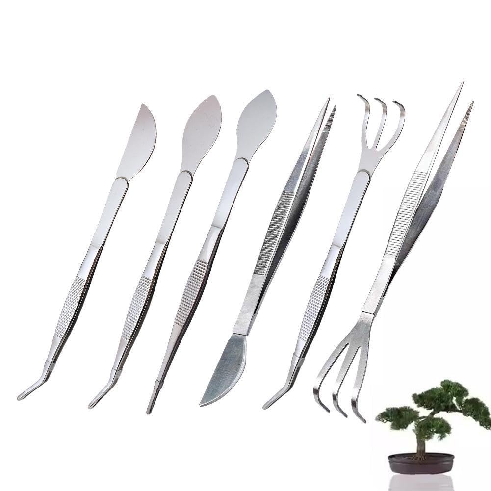 Pince à épiler 2 en 1 pour bonsaï, outil de jardinage, râteau à racines, mini grattoir pour plantes, bonsaï Aqu