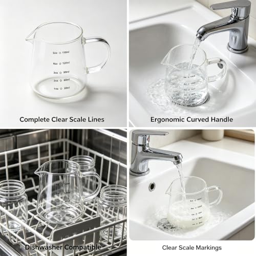 Vaso medidor de vidrio de 150ml/250ml transparente miniatura 4