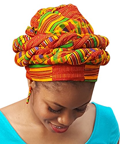 Kente African Print Ankara Modu Hat Pre-tied Head wrap3