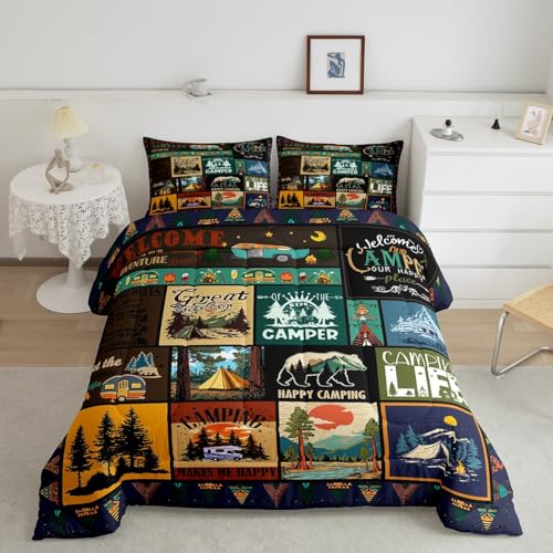 Erosebridal Camper King Comforter Set Happy Camping Bedding