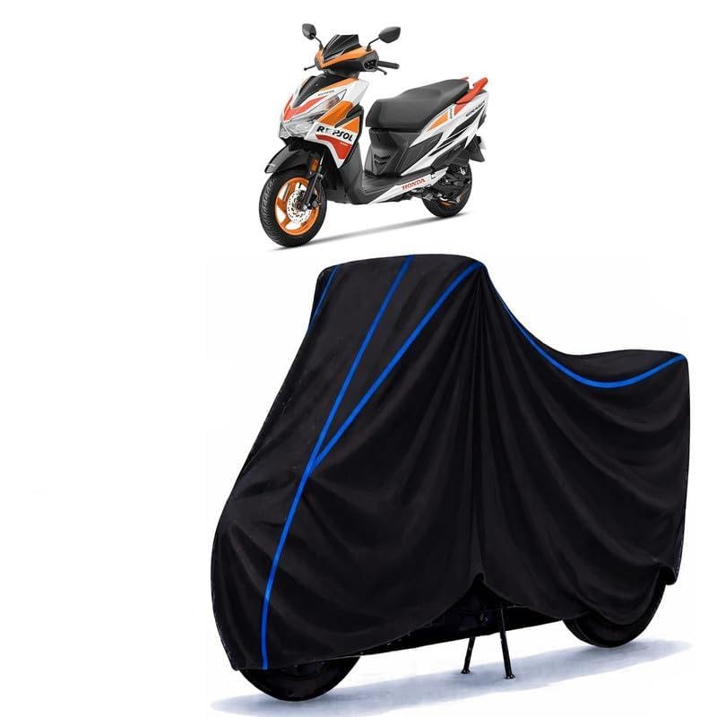 Image of Scooty Cover Water Resistant for Grazia Repsol Edition | Universal Scooter & Bike Cover | Heavy Duty UV Dust, Rain & Scratch Protection Weather Indoor Outdoor | Black with Blue Piping