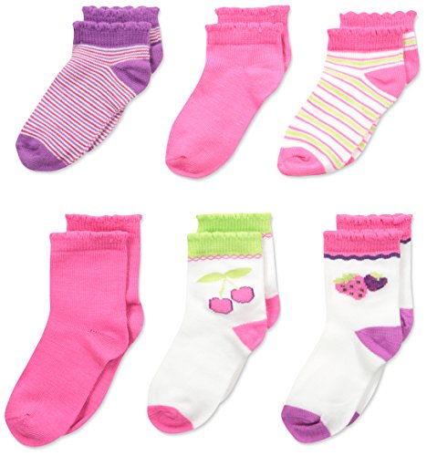 Fruit of the Loom Girls' 6 Pack Crew and Ankle Socks