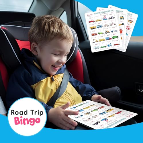 well balanced car bingo - road trip essentials car activities and games for kids ages 4-8