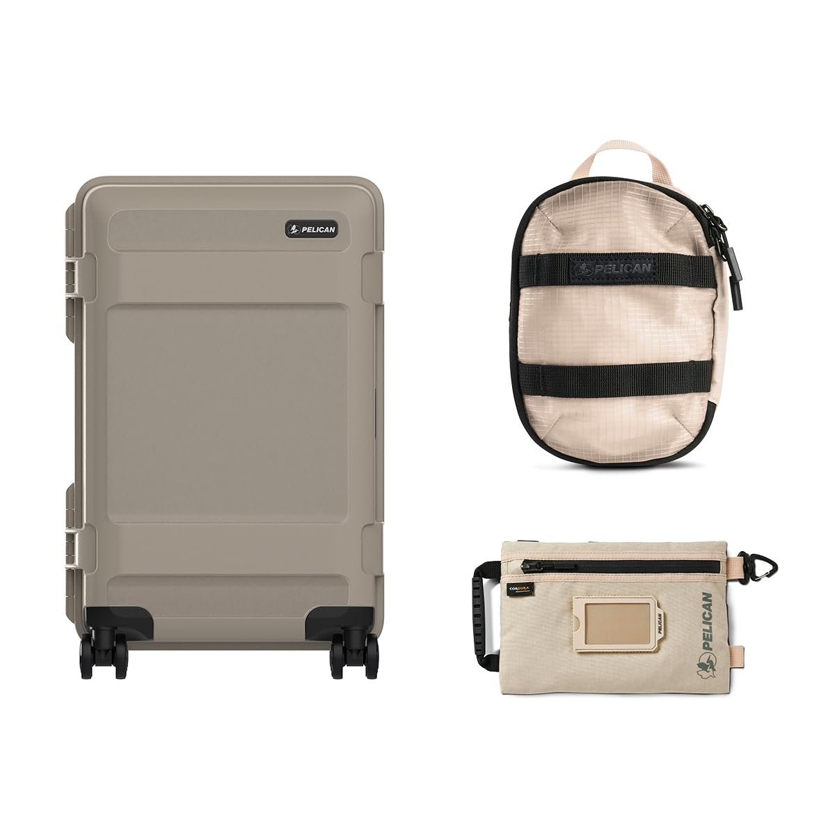 Pelican ATX 22" Waterproof Wheeled Carry-On Travel Hard Case, Sand, Bundle with PCS ModPak Packing Cube and SPM ModPak Storage Pouch