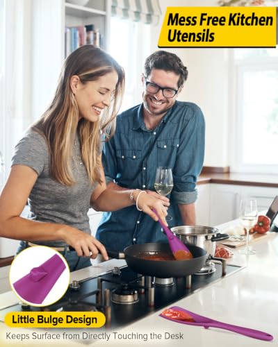Image of BUNDLEPRO Silicone Cooking Spoons for Nonstick Cookware, One-Piece, 2 Pack