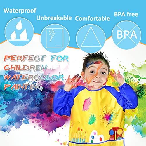 Zkptops 12PCS 12 Pack Kids Art Smocks Waterproof Kids Painting Aprons Toddler Art Smock Kids Paint Smock thumb #3
