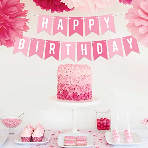 Pre-Strung Happy Birthday Banner - No Diy - Pink Birthday Party Banner - Pre-Strung Garland On 6 Ft Strands - Pink Multi Color Birthday Party Decorations For Women & Girls. Did We Mention No Diy? #TOP1