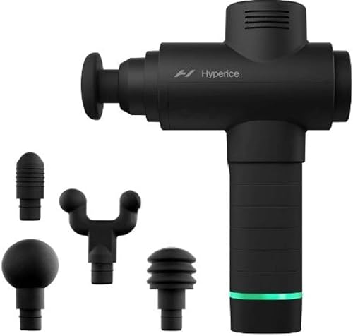 Hyperice Hypervolt 2 Black - Con tecnología Quiet Glide, pistola de masaje de percusión de mano  3 velocidades, 5 cabezales intercambiables  Ayuda a
