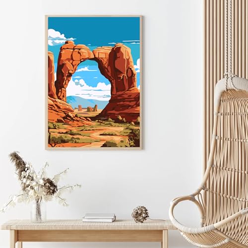 Image of cupmod 6 Packs National Park Paint by Numers Kit for Adults,Landscape Painting by Number Kits on Canvas Without Frame,Landscape Adult Paint by Number Kits for Home Wall Decor 9.8x13.8inch