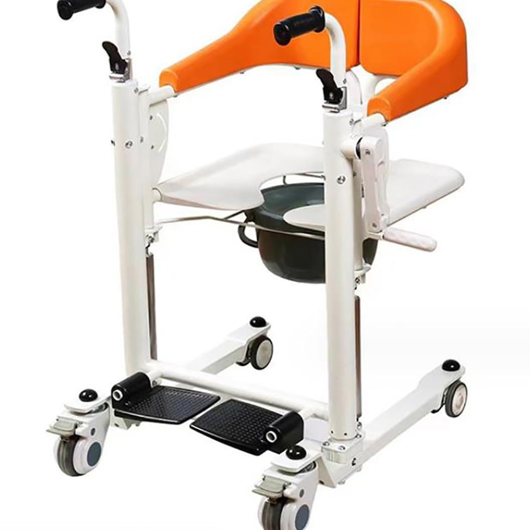 WOLWES Elevador de Pacientes con elevación Manual,con Asiento Dividido 180°,Elevador de Silla de Ruedas de Transferencia,Silla de Transferencia de Pacientes,grua Enfermos A
