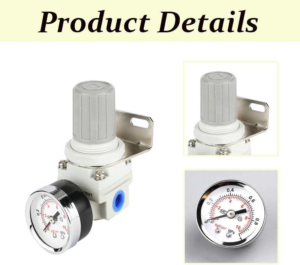 RV Water Pressure Regulator for RV Camper, Adjustable Water Pressure Regulator with Gauge for Camper Travel Trailer, Reducer Valve W Filter Thread 1"