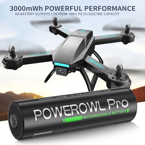 image for POWEROWL Rechargeable Lithium AA Batteries w/Charger Pro, 3000mWh 1.5V