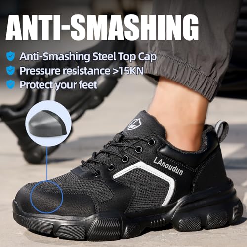 Image of Steel Toe Shoes for Men Lightweight Puncture Resistant Safety Footwear Work Shoes Men Safety Work Shoe Comfortable for Construction Warehouse Jobs