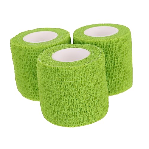 COLLBATH 3 Rolls Pet Sports Tape Gauze Self Sticking Fabric Pet Injury Goon Tape Gauze Tape Green Non-Woven Fabric