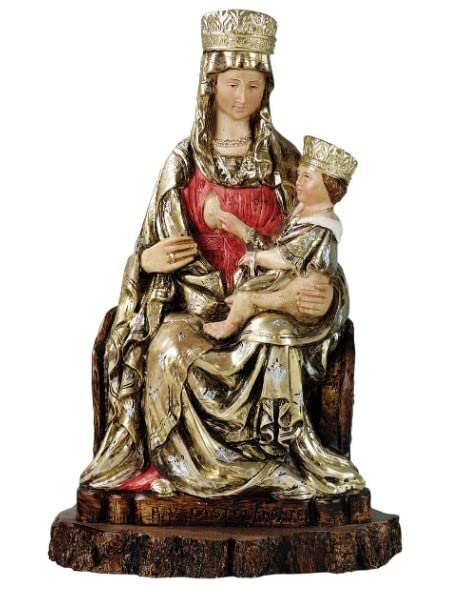 Generico ArteSacraCaravaggio Statua Madonna di Castelmonte, in marmo resina cm 26,5 (10,43 inches), per interni ed esterni, decorata a mano, produzione artigianale italiana