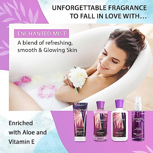 Vital Luxury Enchanted Mist Scent Bath & Body Kit, 3 Fl Oz, Ideal Skincare Gift Home Spa Set, Includes Body Lotion, Shower Gel, Body Cream, and Fragrance Mist, Valentines Day Gifts