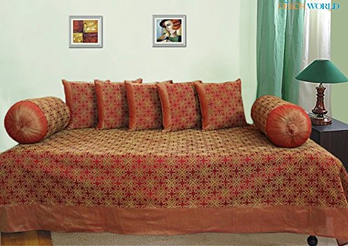 Dekor World Floral Flok Printed Diwan Set- Pack of 8 Pcs-picture-20