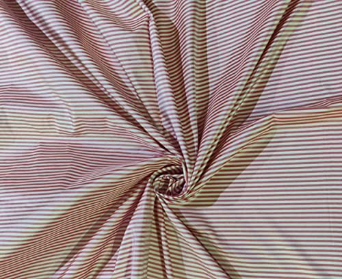 Taffetas de soie rayée rouge et ivoire, tissu de 137 cm idéal pour vos robes de bal et salons