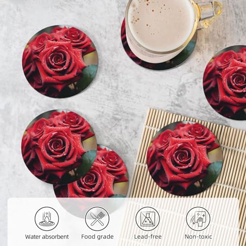 Sous-verres céramique absorbants anti-tache rose rouge