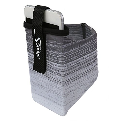 Sprigs Armband for iPhone 11/x/xr/8/7 Plus, Galaxy S10/S9, Google Pixel 4. Lightweight & Comfortable Running Armband, Stretches to Fit All Phones with Case - (Gray Biltz, Large)