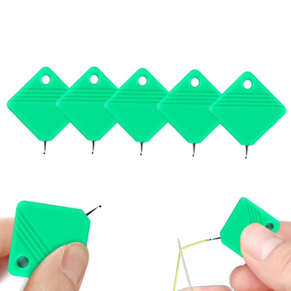 Automatic Needle Threaders for Hand Sewing, 2025 Upgrade Embroidery Floss, Sewing Machine Needle Threader, Sewing Supplies Tool, Fits All Needle Sizes (5, Green)