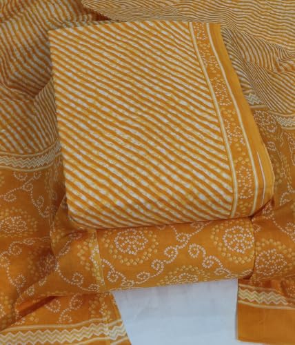 Image of DRAVINAM Trends Women's Premium Cambric Cotton Jaipuri Printed Unstitched Salwar Suit Dress Material with Mulmul Cotton Dupatta