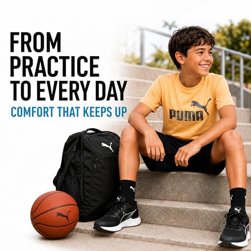 Image of PUMA Boys T-Shirts Athletic Crewneck Short Sleeve Tees (Sizes S-XL) | Soft Breathable Cotton Blend, Comfortable Casual Fit, Great for School, Play & Everyday Wear