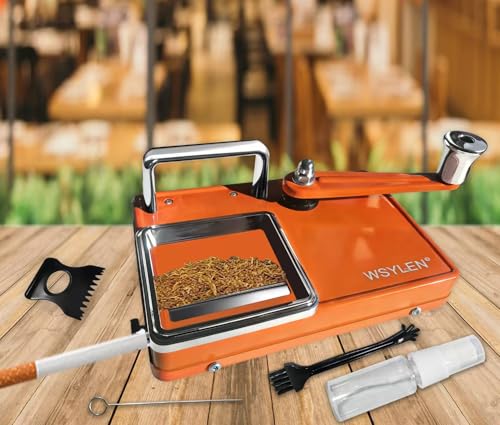 Image of Cigarette Rolling Machine, with Storage Groove, Manual Dual-Track Upgrade Cigarette Machines, Suitable for 8.0 MM Diameter Size Cigarettes (80-100MM Lengths), Orange