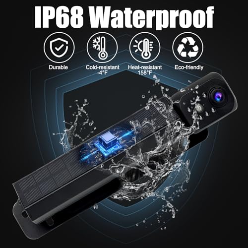 Image of Solar Wireless Car Backup Camera, Magnetic Rear View Camera, IP68 Waterproof, IR Night Vision, for Cars Trucks Trailer Camper