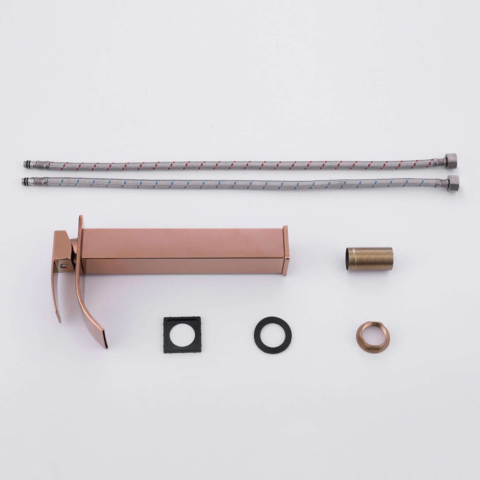 Mitigeur Haut pour Vasque Cascade Robinet Lavabo Monotrou Chaud Et Froid Robinet Lave Main En Acier Inoxydable,or Rose