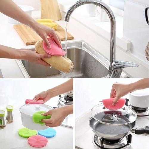 Kuist 3Pcs Silicone Sponge Dish Washing Kitchen Scrubber, Multifunctional Kitchen Quick Drying Cleaning Brush #TOP4