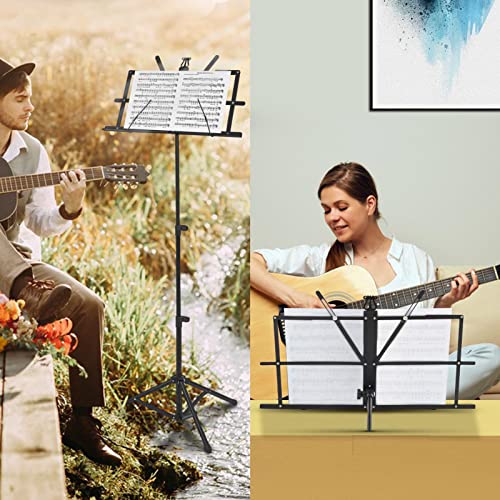 CROWNSHOP Music Stand Music Sheet Stand Heavy Metal Foldable Music Stand Adjustable Stand Base Tripod Orchestral Score Music Stand with Carrying Bag for Storage or Travel(Black) - Image 5