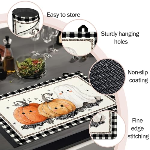 Image of Cute Cartoon Pumpkins Stove Top Cover for Electric Stove, Heat Resistant Glass Cooktop Cover, Stovetop Protector, Dish Drying Mats Cover for Ceramic Washer Top 28x20 inch