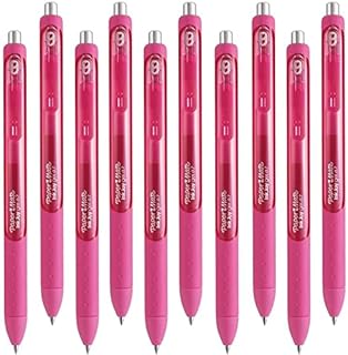 Newell Brands 10 x Papermate Gel Ink Pens Retractable Pen, Pink, 0.7mm Medium Nib - Loose in Plain Packaging
