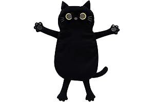 Microwavable Heating Pad for Cramps, Back, Neck, Muscles - Black Cat