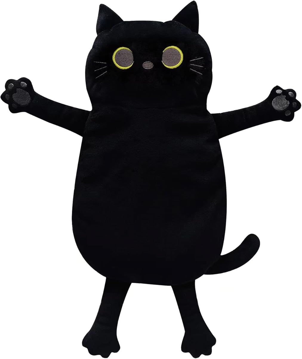 Microwave Heating Pad for Pain Relief, 17" x 9" Microwavable Heating Pads for Cramps, Back Pain, Neck Shoulder, Muscles, Knee, Joints, Natural Heat Pack Moist Heat, Black Cat