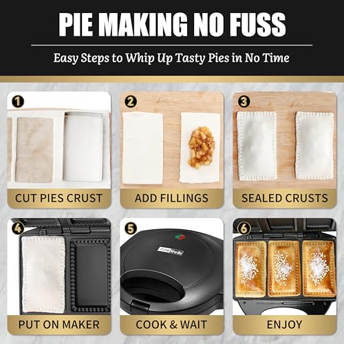 Image of FineMade Electric Mini Pocket Pie Maker Machine with Crust Cutter, Pocket Pie Iron Press with Non Stick Surface, Ideal for Hot Chicken Pockets Pizza Pockets Grilled Cheese Sandwiches and More