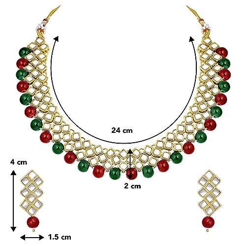 Image of Peora Kundan Faux Pearl Necklace & Jewelry Set Gift for Women