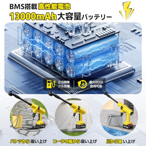 Aiegouer コードレス高圧洗浄機 DJ-802 イエロー