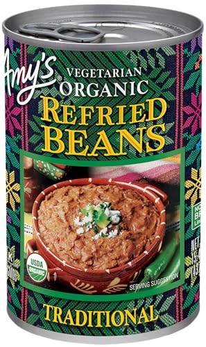 Image of Amy's Organic Refried Beans Canned, Traditional Refried Beans, Vegan Gluten Free and Vegetarian, 15.4 Oz